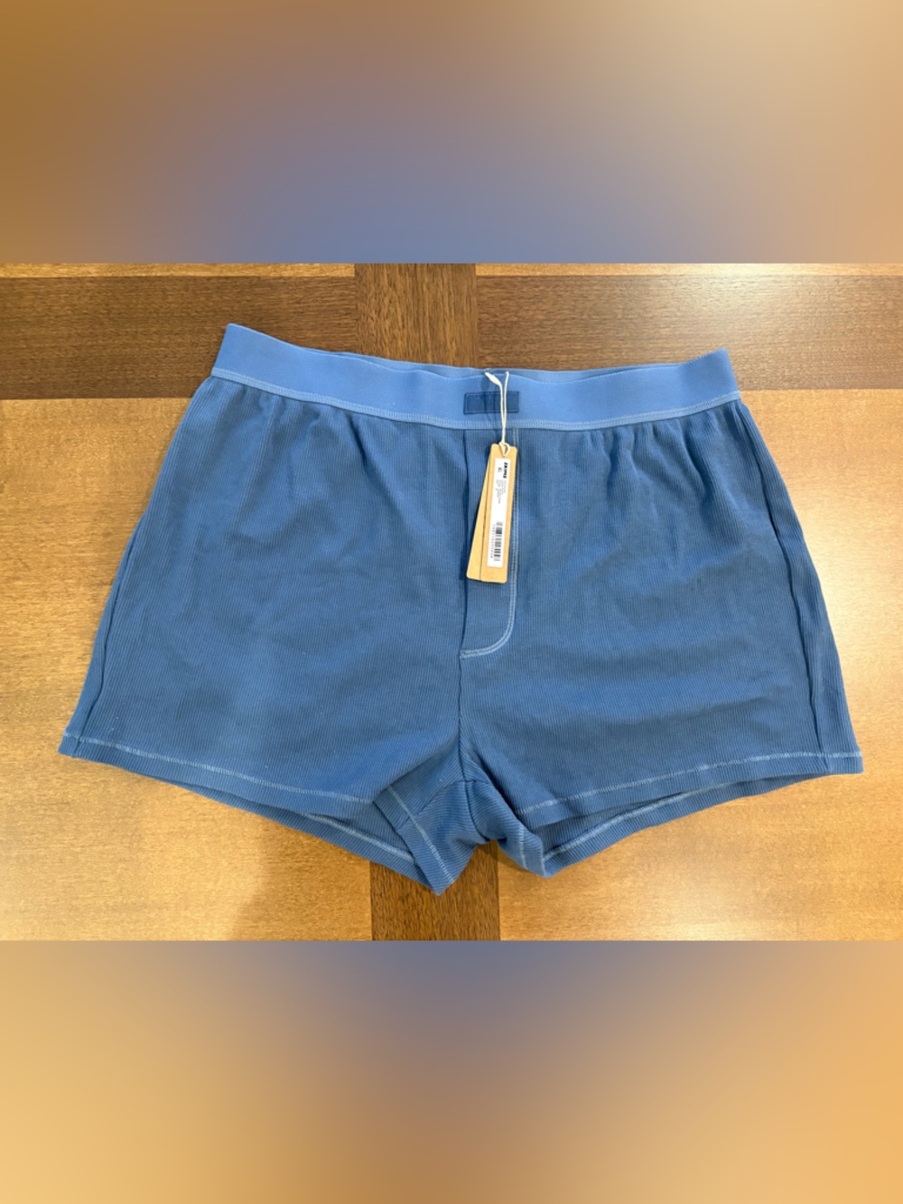 NWT MEDIUM RIB COTTON LOOSE BOXER IN HARBOR Women's  Lounge Shorts